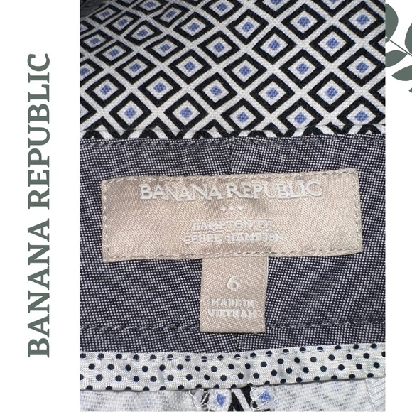 Banana Republic Black, Blue and White Patterned Ankle Pants Front Zip Size 6 - Picture 8 of 9